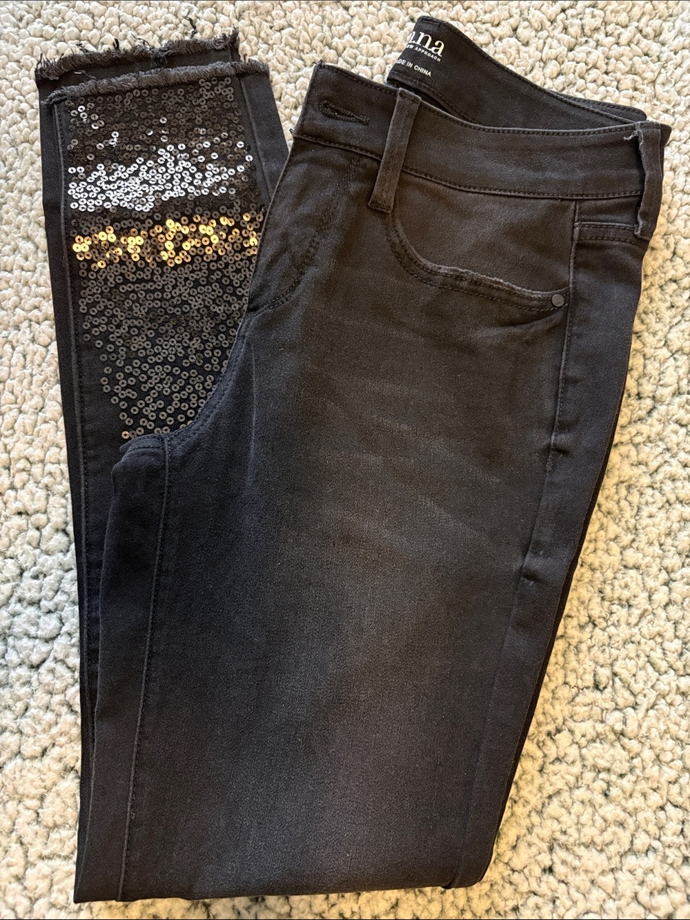 a.n.a. Black Skinny Jeans with Sequin Accent